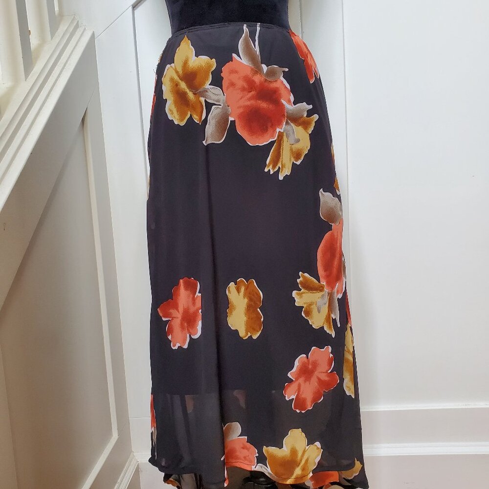 Sheer  floral long flowy skirt